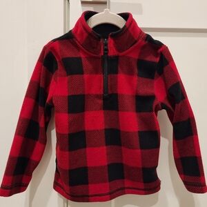 EUC The Children's Place Toddler Buffalo Plaid Glacier Fleece Half Zip Pullover